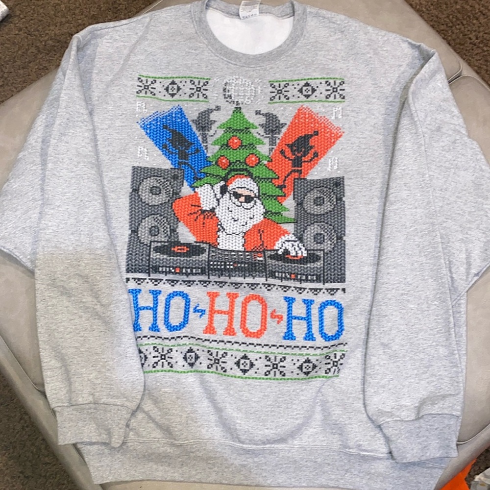 Ho Ho Ho - dj santa Ugly Christmas sweater sweatshirt 2xl jerzees nublend